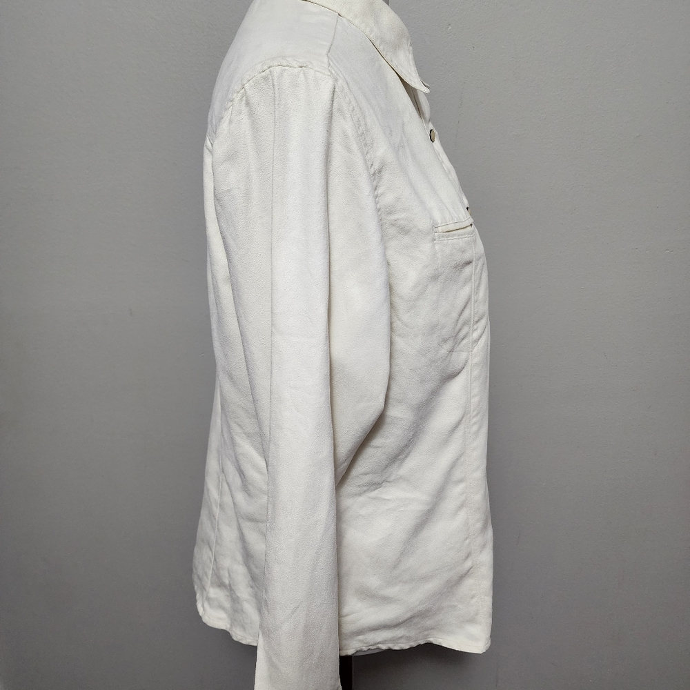 Columbia Ecru Suedette Button Down Size Large - image 3